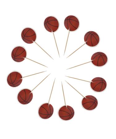 Gallasy 48pcs Basketball Cupcake Toppers Sports Theme Basketball Cupcake Food Toothpicks Basketball Cake Decorations for Sport Balls Kids Birthday Party Decorations