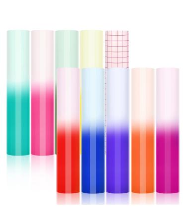 AHIJOY Color Changing Vinyl Permanent Adhesive Vinyl for Cricut 10 Pack Cold Permanent Vinyl Bundle-12x12 9 Cold Vinyl Sheets +1 Transfer Tape Sheets for Stickers Decals Cups Water Bottles 10 Sheets 12x12