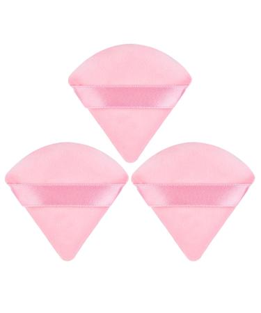 Sibba Triangle Shape Powder Puff Set 3 Soft Cosmetic Sponges for Loose Powder & Foundation | Large Cotton Makeup Cushions (Pink) International Shipping Available - Buy Online on GoSupps.com