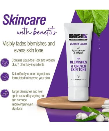 Basix Skin Defence Cream Blemish Cream with Liquorice and Arbutin for Fading Blemishes Liver Spots and Uneven Skin Tone - 75ml - Buy Online on GoSupps.com