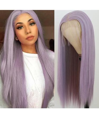 Maycaur Lace Front WIGS Long Straight Hair Purple Color Wigs for Fahison Women Light Purple Synthetic Lace Front WIGS WITH NATURAL BAY HAR 22 Inch #Purple - Buy Online on GoSupps.com