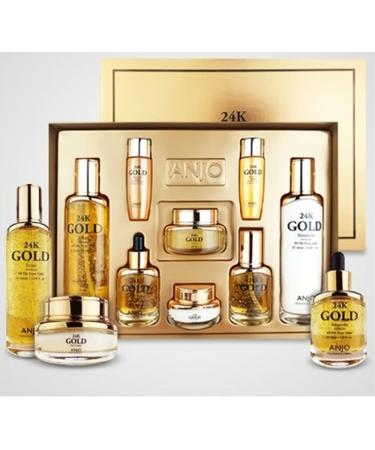 ANJO Skin Care 24K 1set 6+2 Toner 120ml Emulsion 120ml Essence 35ml Cream 50g Eye Cream 30g Ampoule 35ml + Portable (Toner Emulsion)