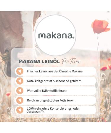 Buy 100% Pure Cold-Pressed Makana Linseed Oil for Animals - 1000ml Dosing Bottle - Buy Online on GoSupps.com