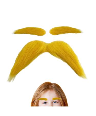 Yellow Mustache - Funny Self Adhesive Costume Accessories for Holiday Party Supplies | Flexible Foam with Backing Creative Character Cosplay Stage Makeup Festival Garden Autumn Bonfire Eve
