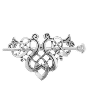 FRCOLOR Celtic Knot Hair Clips Vintage Viking Hair Accessories Antique Silver Hair Slide Stick Ponytail Holder Clip for Women Girls