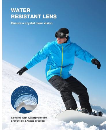 ZIONOR X10 Ski Snowboard Goggles - OTG Anti-fog UV Protection | VLT 17% Black Frame Black Lens - Buy Online on GoSupps.com