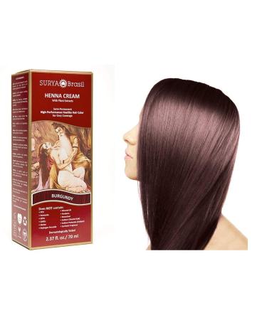 Surya Brasil Henna Cream Hair Coloring & Conditioning Treatment Burgundy 2.37 fl oz (70 ml)