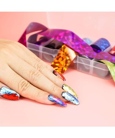 AIFAIFA Nail Foil Glue Gel 16ML Bottle with 10 Metallic Transfer Nail Foils - Manicure Art DIY Metal Stickers in Gold, Silver, Rose for Nails - Requires Nail Lamp, Soak Off - 10pcs - Buy Online on GoSupps.com