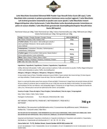 Barista Italiano - Latte Macchiato Light - 80 Capsules Compatible with Dolce Gusto * machines (80 Capsules 40 Portions) | With Skimmed Milk - Buy Online on GoSupps.com