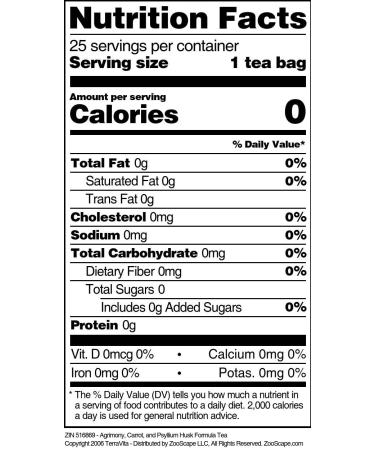 Agrimony Carrot and Psyllium Husk Formula Tea (25 tea bags ZIN: 516869) - Buy Online on GoSupps.com