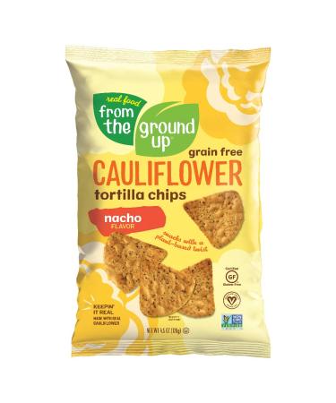 REAL FOOD FROM THE GROUND UP Cauliflower Tortilla Chips - 4.5 Ounce (Pack of 6)