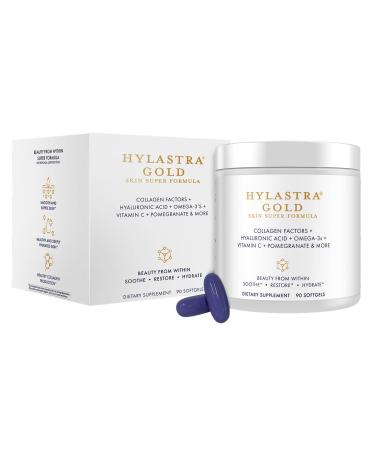 Purity Products Hylastra Gold Softgels Collagen + Hyaluronic Acid + Beauty Boosting Powerhouse Ingredients - Increased Skin Hydration & Elasticity - Reduces Fine Lines & Wrinkles - 90 Softgels