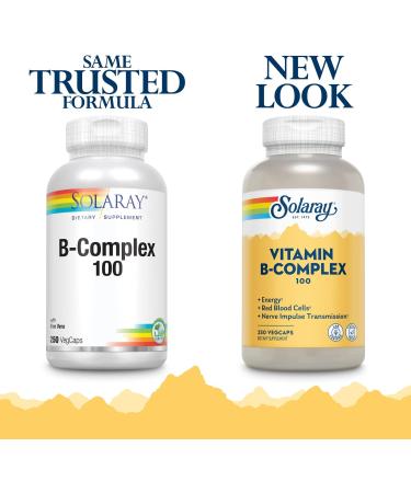 Solaray B-Complex 100 with Aloe Vera - 250 VegCaps for Energy & Wellness - Buy Online on GoSupps.com