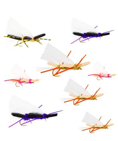 Outdoor Planet Favorite Fly Fishing Flies Assortment | Dry, Wet, Nymphs, Streamers, Wooly Buggers, Hopper, Caddis | Trout, Steelhead, Bass Fishing Lure Set 8 Chubby Chernobyl Ant
