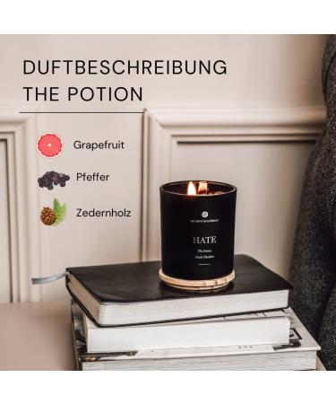 Candle Factory Hate Scented Candle | 220g Soy Wax Crystal Candle with Black Obsidian | Vegan Grapefruit Pepper & Cedar Fragrance in Glass - Buy Online on GoSupps.com