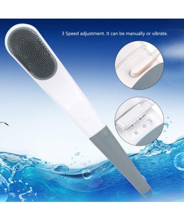 Electric Silicone Bath Brush - Waterproof Vibrating Body Shower Cleansing & Massager - Long Handle Multi-functional Design (Gray) - Buy Online on GoSupps.com
