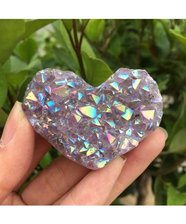 Natural Crystal Rough 1pcs Amethyst Geode Heart Shaped Crystal Crystals Stones Titanium Rainbow Aura Amethyst Cluster Angel Aura Quartz - Buy Online on GoSupps.com