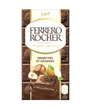 Ferrero Rocher Milk Chocolate Bar Filled with Hazelnuts and Almonds - 90g