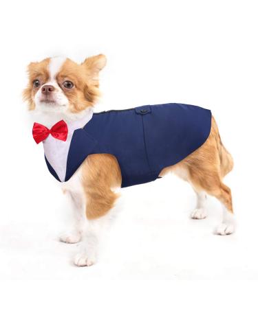 Dog Smoking Suit and Bandana Set Pet Mantel Formal Wedding Party Clothing Wedding Wedding Fly Tie Tie Shirt Adjustable for Wedding Birthday Fest Halloween Christmas Costumes (Blue S) S (1 Sack) Blue