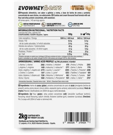  HSN Evowhey & Oats HSN | Cream Biscuit Flavor 2 kg 40 servings | Whey protein with oat flour | Ideal for breakfast or snacks | Low in sugar | Non-GMO vegetarian gluten-free and soy-free - Buy Online on GoSupps.com