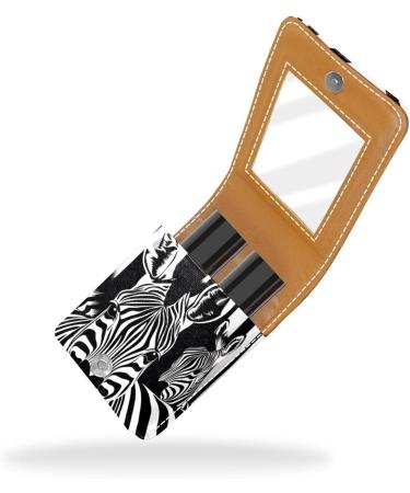 Travel Lipstick Organizer Case - Portable Makeup Bag with Mirror in Zebra Pattern | Perfect for Lipstick Storage - Buy Online on GoSupps.com