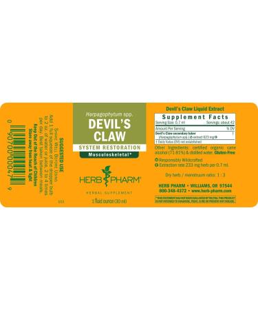 Herb Pharm Devil's Claw Liquid Extract 1oz - Musculoskeletal Support - Buy Online on GoSupps.com