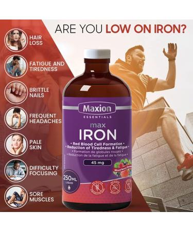Maxion Iron Blood Booster Supplement to Combat Iron Deficiency Anemia Fight Fatigue and Build Blood Cells 250ml (1) - Buy Online on GoSupps.com