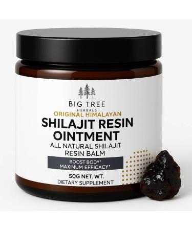 BIG TREE HERBALS Original Shilajit Resin Ointment - High Potency Gold Grade Balm for Men & Women Natural Energy & Wellness Boost 50G Pure Shilajit Extract