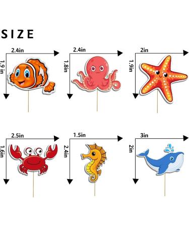 Pack of 24 Ocean Sea Animal Cupcake Toppers Package Fish Starfish Whales Octopuses Crabs Sea horses for Sea Theme Birthday Decorations Baby Shower Under the Sea Theme Party Supplies - Buy Online on GoSupps.com