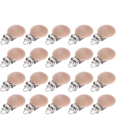 GLASSNOBLE 20pcs Wooden Pacifier Clips - DIY Baby Teething Ring Clips & Clasps 30mm | International Shipping Available - Buy Online on GoSupps.com