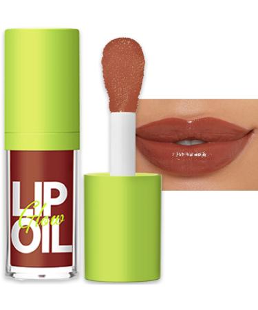 Plumping Lip Oil Lip Gloss Crystal Jelly Lip Care Oil Moisturizing Lip Gloss Long Lasting Lip Balm Liquid Lipsticks High-Shine Plumps Hydrating Nourishing Smooth lightweight Texture (8#)