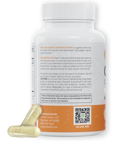 Enliven Gentle Colon Cleanse | Daily Detox & Weight Loss | Natural Herb Blend for Digestive Health | Made in the USA - 60 Capsules - Buy Online on GoSupps.com