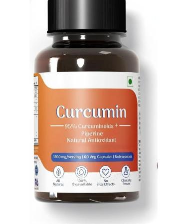 Organic Curcumin with Piperine (1500Mg Curcumin 95% Per Serving) Premium Turmeric Extract 60 Vegetable Capsules with Piperine (Pack of 1) - Buy Online on GoSupps.com