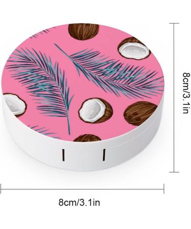 Coconuts And Leaves Round Case For Contact Lens Kit Storage Box with Mirror Printed - Buy Online on GoSupps.com