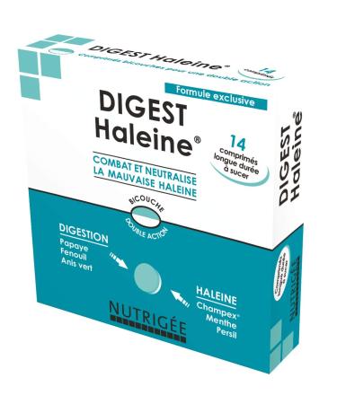NUTRIG E - Digest Breath - Fights & Neutralises Bad Breath - Neutralises Bad Oral Odours Facilitates Digestion - 1 to 3 Takes/Day - 14 Tablets - Made in France