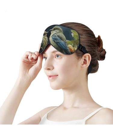 Soft & Comfortable Sleep Mask with Adjustable Strap - Green Leaves & Birdseye Eye Cover for Men & Women | Perfect for Travel & Work - Buy Online on GoSupps.com