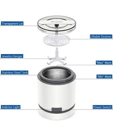 Vloxo Portable Ultrasound Cleaning Device for Dentures | 30W Stainless Steel 42kHz Ultrasonic Bath - Clean Aligners Retainers Jewelry & More - Buy Online on GoSupps.com