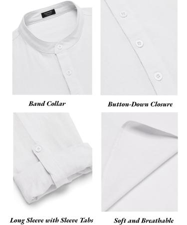 COOFANDY Men's Cotton Linen 2-Piece Set: Long Sleeve Henley Shirt + Casual Beach Pants - White, Large - Buy Online on GoSupps.com