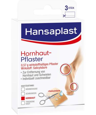 Hansaplast cornea plasters (3 pieces) cropable plasters against cornea and to remove chicken eyes or calluses soft material