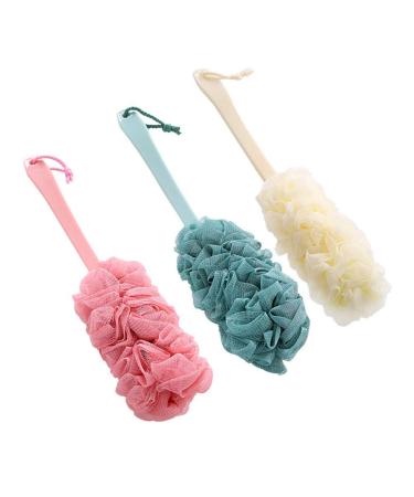 Loofah Sponge with Long Handle for Shower Exfoliating Luffa Bath Sponge for Body & Back Lower Legs Bath Shower Scrub Puff Scrunchie Soft Mesh Net (1#)