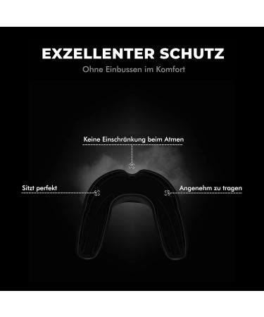 Fightr Premium Mundsprung - Breathable & Adaptable Sport Tooth Protection for Boxing MMA Muay Thai Hockey & Martial Arts | Includes Hygiene Box | All Black Set - Buy Online on GoSupps.com