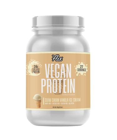 Plant Based Protein Powder Slow Churn Vanilla Ice Cream | Vegan Low Net Carbs Non Dairy Gluten Free No Sugar Added | 1.8 Lb - 27 Servings