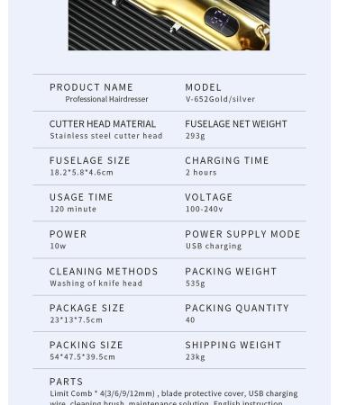 Buy Gold Electric Hair Clippers for Men | High-Power LED LCD Hair Clipper with Oil & Metal Body - International Shipping Available - Buy Online on GoSupps.com