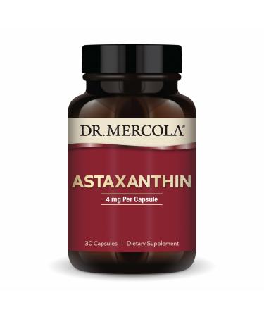 Dr. Mercola Organic Astaxanthin - 4 mg Astaxanthin - Powerful Antioxidant Support - Organic Microalgae Extract - Non-GMO Gluten-Free & Soy-Free - 30 Capsules (30 Servings)
