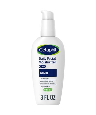 Cetaphil Night Moisturizer for Face Hydrating Facial Moisturizer with Hyaluronic Acid For All Skin Types Lightweight and Non-Comedogenic Dermatologist Recommended for Sensitive Skin 3oz 3 Fl Oz (Pack of 1)