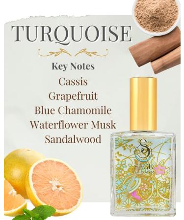 Turquoise Organic Perfume Spray by Sage- 2 oz Vegan & Cruelty-Free Marine Scent Waterflower Musk Blue Chamomile Grapefruit Turquoise 2 oz Eau de Toilette Spray - Buy Online on GoSupps.com