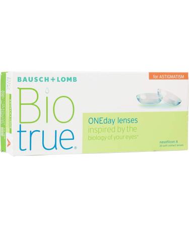 Bausch + Lomb Biotrue Oneyday Toric Lenses for Astigmatism | 30 Soft Daily Contact Lenses | BC 8.4 mm Dia 14.5 Cyl -1.25 Axis 150 -1.75 Dioptria - Buy Online on GoSupps.com