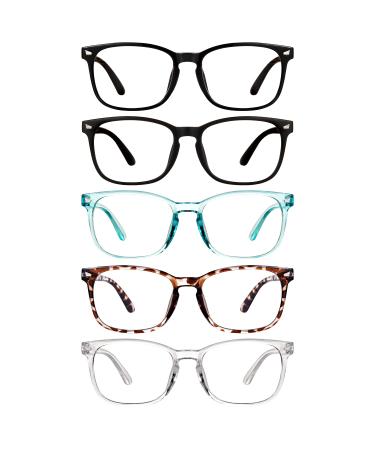CHEERS DEVICES 5 Pack Reading Glasses Blue Light Blocking Glasses, Computer Readers for Women Men Anti Glare Eyeglasses 5 Pack Mix Color 52 Millimeters 2.5 x