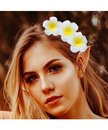 Jeweky Flowers Hair Clips - Set of 3 Plumeria Hairclips for Women and Girls | Beach Flower Hair Accessory - Buy Online on GoSupps.com