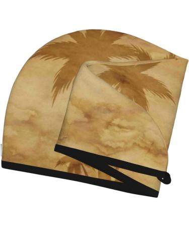 Retro Palm Tree Hair Towel - Microfiber Super Absorbent Wrap for Long Curly Hair - Quick Dry Coral Velvet Cap for Women - Buy Online on GoSupps.com